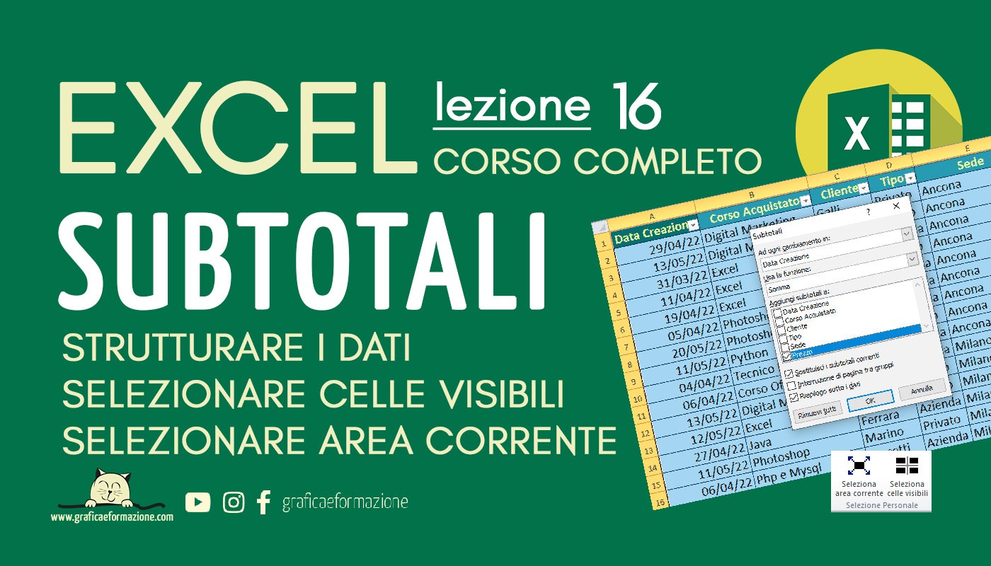 Tutorial Excel Subtotali - Corso Gratuito Excel