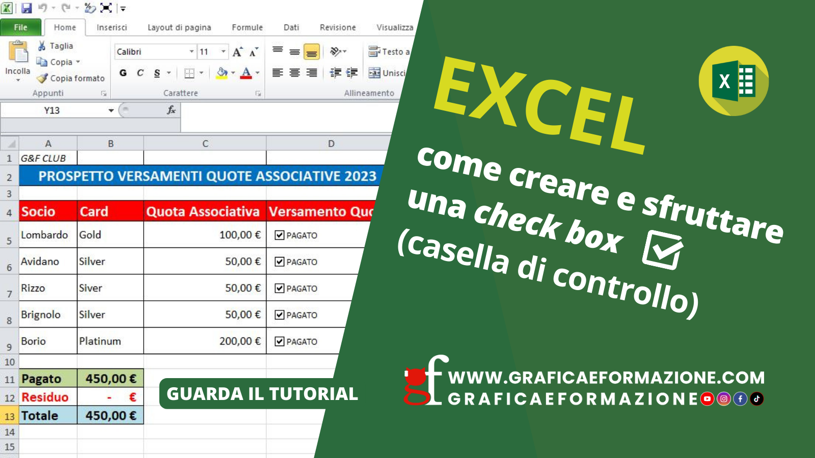 excel come creare e sfruttare una check box