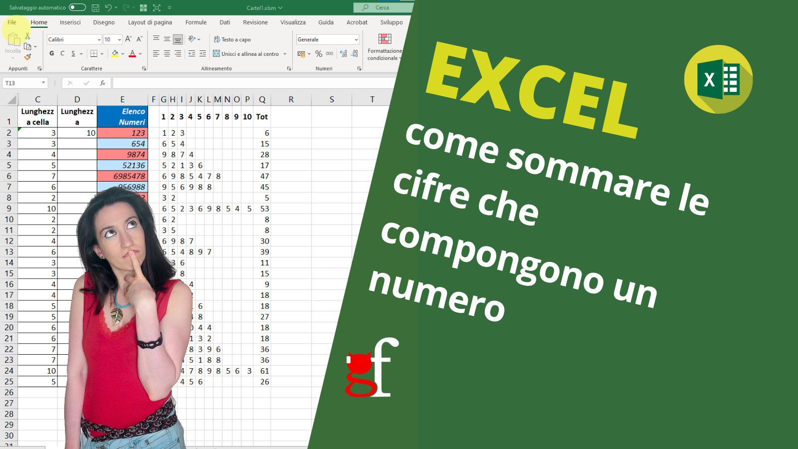 Excel: come sommare le cifre che compongono un numero