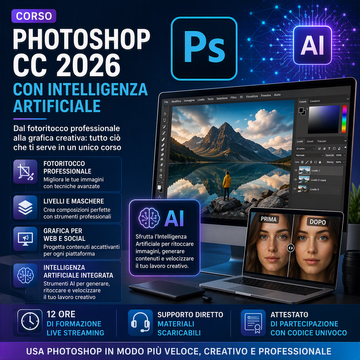 Corso Adobe Photoshop CC con Intelligenza Artificiale